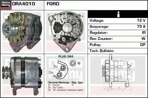 DELCO REMY DRA4010 Генератор для FORD GRANADA III (Форд Гранада 3) DELCO REMY DRA4010 Генератор для FORD GRANADA III (Форд Гранада 3)