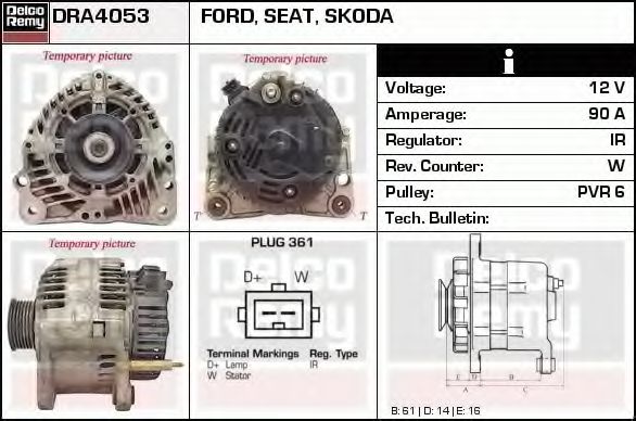 DELCO REMY DRA4053 Генератор для SEAT ALHAMBRA (Сеат Альхамбра) DELCO REMY DRA4053 Генератор для SEAT ALHAMBRA (Сеат Альхамбра)