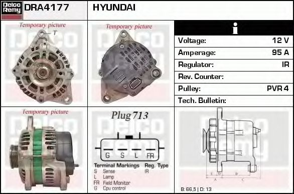 DELCO REMY DRA4177 Генератор для HYUNDAI SANTA FE I (Хендай Санта фэ1) DELCO REMY DRA4177 Генератор для HYUNDAI SANTA FE I (Хендай Санта фэ1)