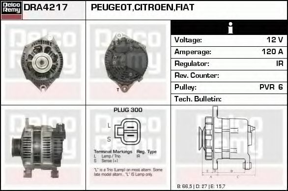 DELCO REMY DRA4217 Генератор для CITROËN RELAY (CитроËн Рэлаъ) DELCO REMY DRA4217 Генератор для CITROËN RELAY (CитроËн Рэлаъ)
