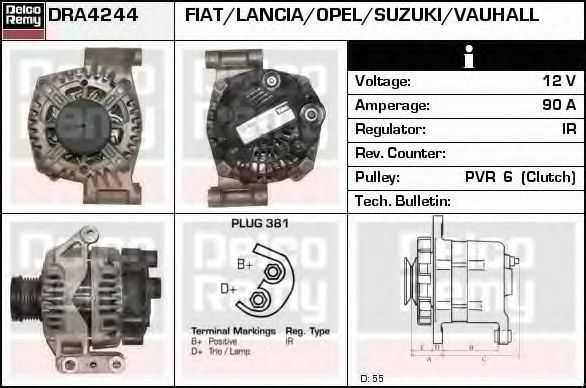 DELCO REMY DRA4244 Генератор для SUZUKI (Сузуки) DELCO REMY DRA4244 Генератор для SUZUKI (Сузуки)