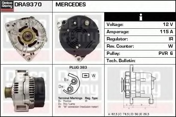 DELCO REMY DRA9370 Генератор для MERCEDES-BENZ M-CLASS (Мэрcэдэс-бэнз М-cласс) DELCO REMY DRA9370 Генератор для MERCEDES-BENZ M-CLASS (Мэрcэдэс-бэнз М-cласс)