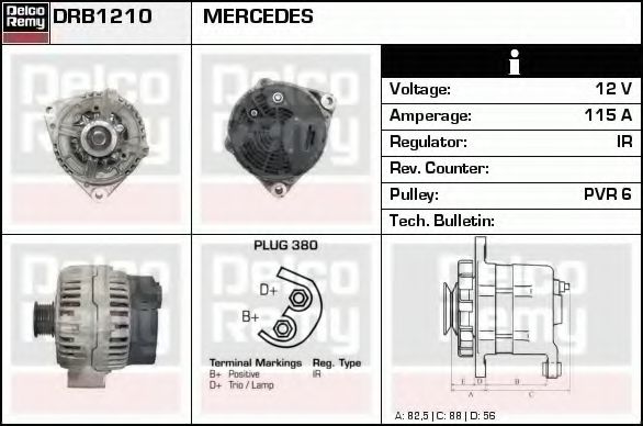 DELCO REMY DRB1210 Генератор для MERCEDES-BENZ M-CLASS (Мэрcэдэс-бэнз М-cласс) DELCO REMY DRB1210 Генератор для MERCEDES-BENZ M-CLASS (Мэрcэдэс-бэнз М-cласс)