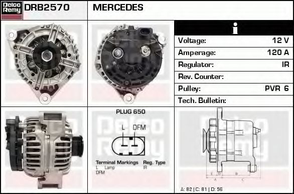 DELCO REMY DRB2570 Генератор для MERCEDES-BENZ M-CLASS (Мэрcэдэс-бэнз М-cласс) DELCO REMY DRB2570 Генератор для MERCEDES-BENZ M-CLASS (Мэрcэдэс-бэнз М-cласс)
