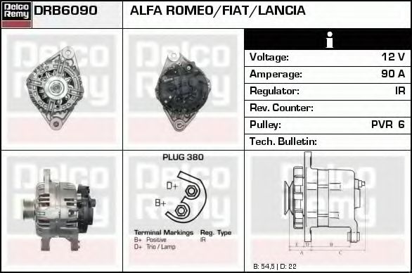 DELCO REMY DRB6090 Генератор для FIAT BARCHETTA (Фиат Барчэтта) DELCO REMY DRB6090 Генератор для FIAT BARCHETTA (Фиат Барчэтта)