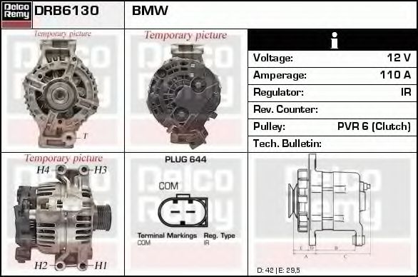 DELCO REMY DRB6130 Генератор для BMW Z4 (Бмв Z4) DELCO REMY DRB6130 Генератор для BMW Z4 (Бмв Z4)