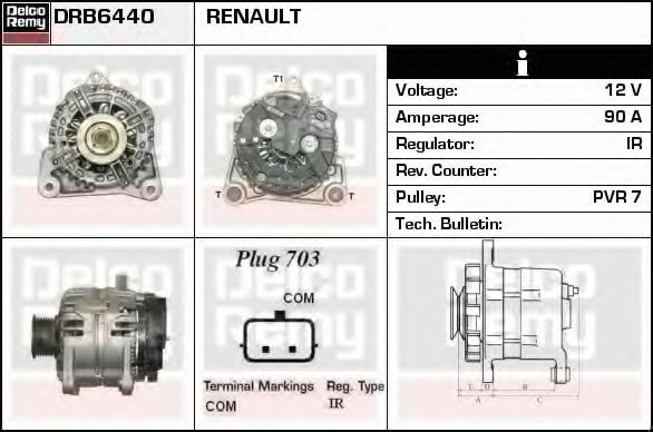 DELCO REMY DRB6440 Генератор для RENAULT (Рено) DELCO REMY DRB6440 Генератор для RENAULT (Рено)