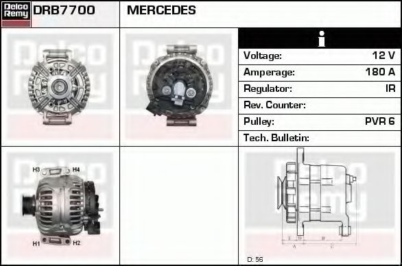 DELCO REMY DRB7700 Генератор для MERCEDES-BENZ R-CLASS (Мэрcэдэс-бэнз Р-cласс) DELCO REMY DRB7700 Генератор для MERCEDES-BENZ R-CLASS (Мэрcэдэс-бэнз Р-cласс)