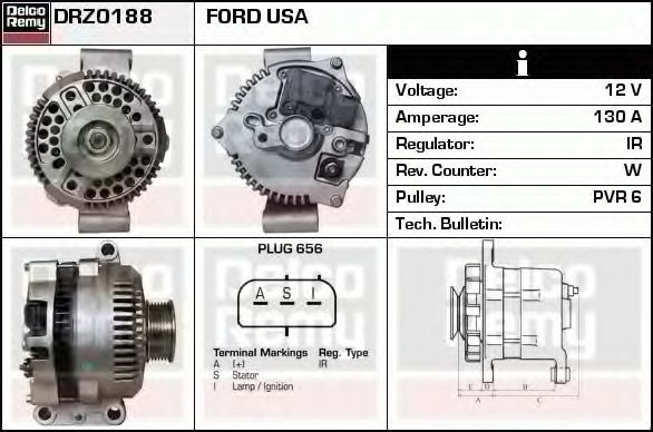 DELCO REMY DRZ0188 Генератор для FORD USA EXPLORER (Форд сша Эxплорэр) DELCO REMY DRZ0188 Генератор для FORD USA EXPLORER (Форд сша Эxплорэр)