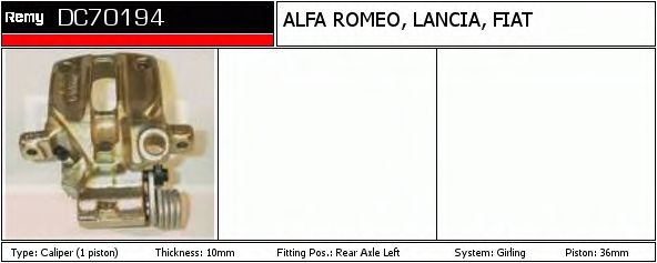 DELCO REMY DC70194 Тормозной суппорт для ALFA ROMEO 164 (Альфа ромео 164) DELCO REMY DC70194 Тормозной суппорт для ALFA ROMEO 164 (Альфа ромео 164)