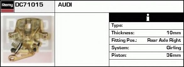 DELCO REMY DC71015 Тормозной суппорт для AUDI 80 (Ауди 80) DELCO REMY DC71015 Тормозной суппорт для AUDI 80 (Ауди 80)