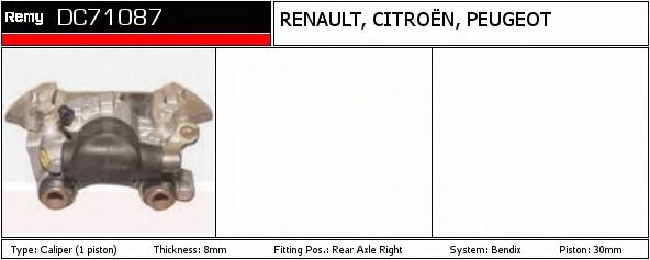 DELCO REMY DC71087 Тормозной суппорт для PEUGEOT 205 II (Пежо 205 2) DELCO REMY DC71087 Тормозной суппорт для PEUGEOT 205 II (Пежо 205 2)