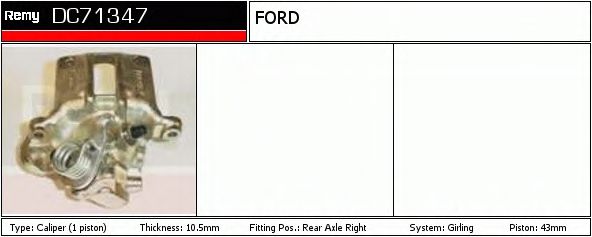 DELCO REMY DC71347 Тормозной суппорт для FORD (Форд) DELCO REMY DC71347 Тормозной суппорт для FORD (Форд)