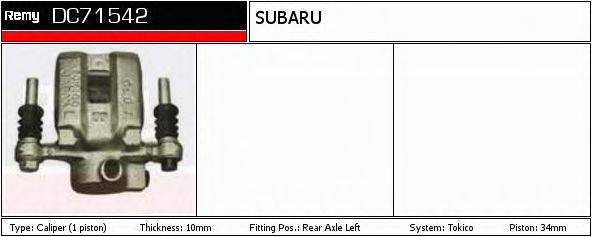 DELCO REMY DC71542 Тормозной суппорт для SUBARU (Субару) DELCO REMY DC71542 Тормозной суппорт для SUBARU (Субару)