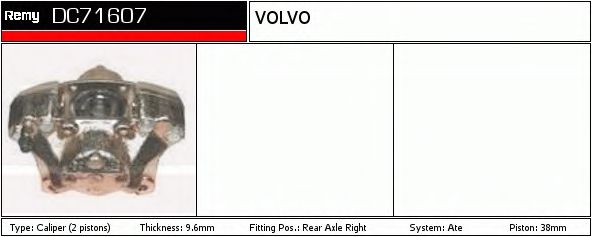 DELCO REMY DC71607 Тормозной суппорт для VOLVO 940 II (Вольво 940 2) DELCO REMY DC71607 Тормозной суппорт для VOLVO 940 II (Вольво 940 2)
