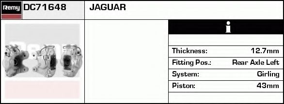 DELCO REMY DC71648 Тормозной суппорт для JAGUAR XJS (Ягуар Xжс) DELCO REMY DC71648 Тормозной суппорт для JAGUAR XJS (Ягуар Xжс)