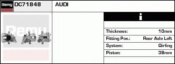 DELCO REMY DC71848 Тормозной суппорт для AUDI A8 (Ауди А8) DELCO REMY DC71848 Тормозной суппорт для AUDI A8 (Ауди А8)