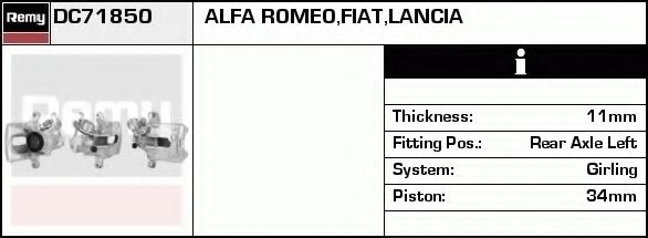 DELCO REMY DC71850 Тормозной суппорт для FIAT TEMPRA (Фиат Тэмпра) DELCO REMY DC71850 Тормозной суппорт для FIAT TEMPRA (Фиат Тэмпра)