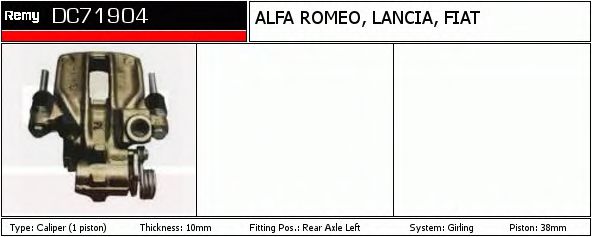 DELCO REMY DC71904 Тормозной суппорт для ALFA ROMEO 164 (Альфа ромео 164) DELCO REMY DC71904 Тормозной суппорт для ALFA ROMEO 164 (Альфа ромео 164)
