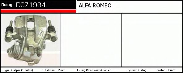 DELCO REMY DC71934 Тормозной суппорт для ALFA-ROMEO (Алфа-ромэо) DELCO REMY DC71934 Тормозной суппорт для ALFA-ROMEO (Алфа-ромэо)