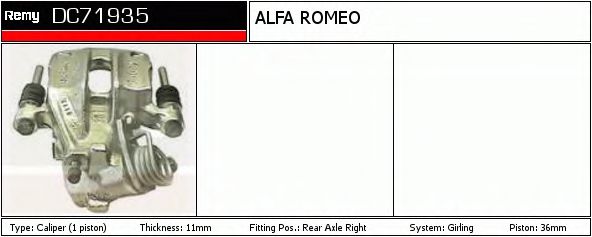 DELCO REMY DC71935 Тормозной суппорт для ALFA-ROMEO (Алфа-ромэо) DELCO REMY DC71935 Тормозной суппорт для ALFA-ROMEO (Алфа-ромэо)