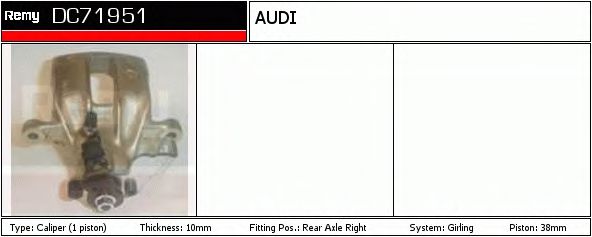 DELCO REMY DC71951 Тормозной суппорт для AUDI 90 (Ауди 90) DELCO REMY DC71951 Тормозной суппорт для AUDI 90 (Ауди 90)