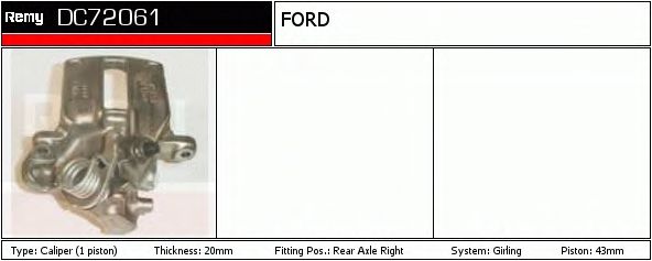 DELCO REMY DC72061 Тормозной суппорт для FORD (Форд) DELCO REMY DC72061 Тормозной суппорт для FORD (Форд)