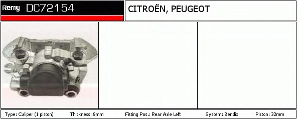 DELCO REMY DC72154 Тормозной суппорт для CITROËN XSARA (CитроËн Ксара)