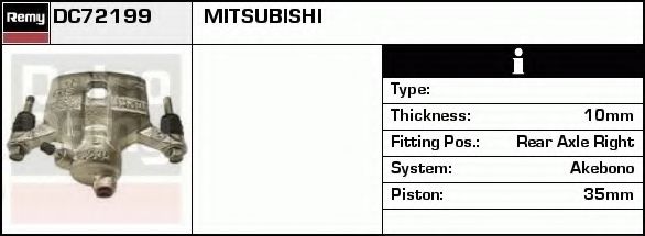 DELCO REMY DC72199 Тормозной суппорт для MITSUBISHI ETERNA V (Митсубиши/митсубиси Этэрна v) DELCO REMY DC72199 Тормозной суппорт для MITSUBISHI ETERNA V (Митсубиши/митсубиси Этэрна v)