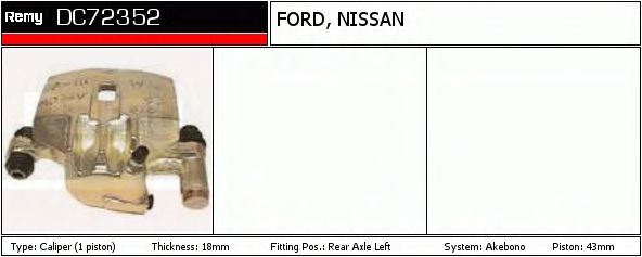 DELCO REMY DC72352 Тормозной суппорт для FORD MAVERICK (Форд Маvэриcк)