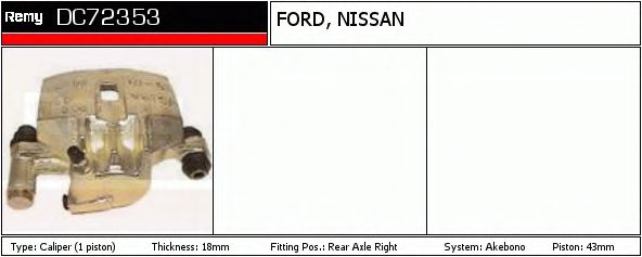 DELCO REMY DC72353 Тормозной суппорт для FORD MAVERICK (Форд Маvэриcк)