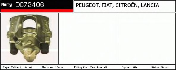 DELCO REMY DC72406 Тормозной суппорт для PEUGEOT 806 (Пежо 806) DELCO REMY DC72406 Тормозной суппорт для PEUGEOT 806 (Пежо 806)