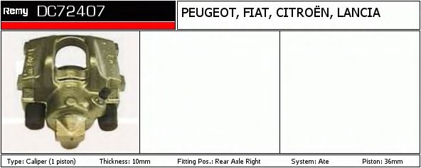 DELCO REMY DC72407 Тормозной суппорт для PEUGEOT 806 (Пежо 806) DELCO REMY DC72407 Тормозной суппорт для PEUGEOT 806 (Пежо 806)