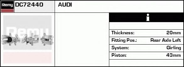 DELCO REMY DC72440 Тормозной суппорт для AUDI A8 (Ауди А8) DELCO REMY DC72440 Тормозной суппорт для AUDI A8 (Ауди А8)