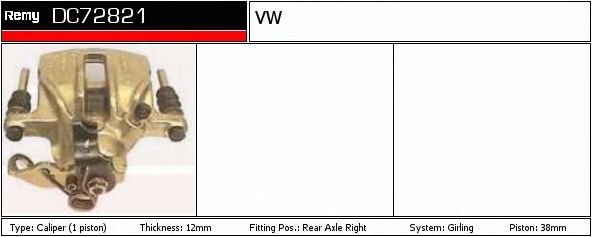 DELCO REMY DC72821 Тормозной суппорт для VOLKSWAGEN (Фольксваген) DELCO REMY DC72821 Тормозной суппорт для VOLKSWAGEN (Фольксваген)