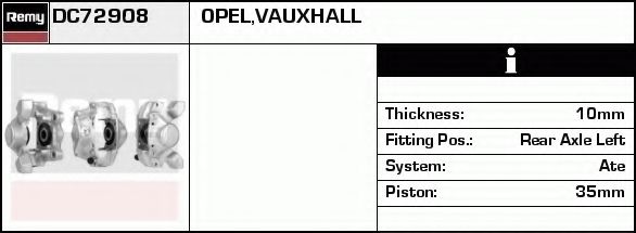 DELCO REMY DC72908 Тормозной суппорт для OPEL VECTRA B (Опель Вектра б) DELCO REMY DC72908 Тормозной суппорт для OPEL VECTRA B (Опель Вектра б)