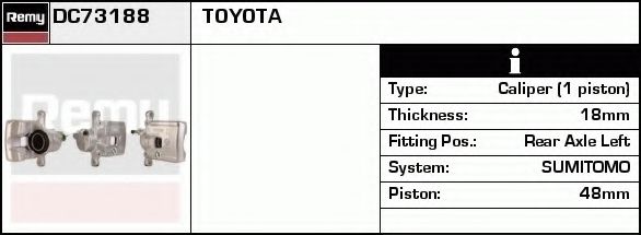 DELCO REMY DC73188 Тормозной суппорт для TOYOTA PRADO (Тойота/тоета Прадо) DELCO REMY DC73188 Тормозной суппорт для TOYOTA PRADO (Тойота/тоета Прадо)