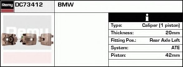DELCO REMY DC73412 Тормозной суппорт для BMW (Бмв) DELCO REMY DC73412 Тормозной суппорт для BMW (Бмв)