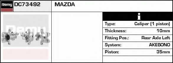 DELCO REMY DC73492 Тормозной суппорт для MAZDA (Мазда)