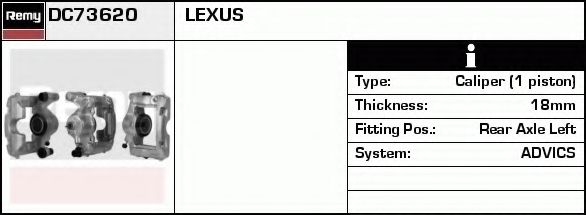 DELCO REMY DC73618 Тормозной суппорт для LEXUS RX (Лексус Рх) DELCO REMY DC73618 Тормозной суппорт для LEXUS RX (Лексус Рх)
