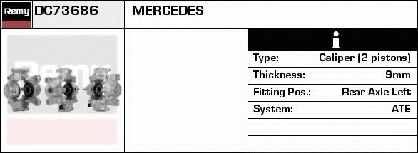 DELCO REMY DC73686 Тормозной суппорт для MERCEDES-BENZ C-CLASS SCOUPE (Мэрcэдэс-бэнз С класс сcоупэ) DELCO REMY DC73686 Тормозной суппорт для MERCEDES-BENZ C-CLASS SCOUPE (Мэрcэдэс-бэнз С класс сcоупэ)