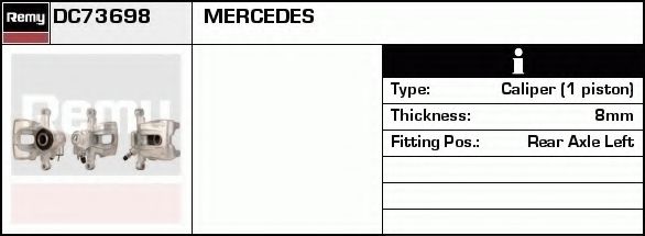 DELCO REMY DC73698 Тормозной суппорт для MERCEDES-BENZ A-CLASS (Мэрcэдэс-бэнз А класс) DELCO REMY DC73698 Тормозной суппорт для MERCEDES-BENZ A-CLASS (Мэрcэдэс-бэнз А класс)