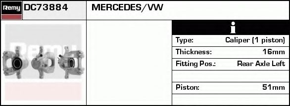 DELCO REMY DC73884 Тормозной суппорт для VOLKSWAGEN (Фольксваген)