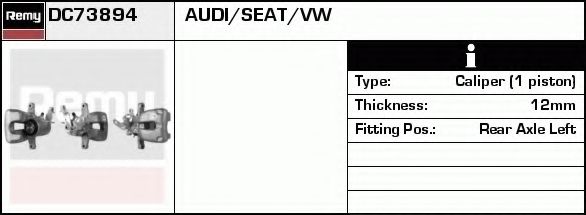DELCO REMY DC73894 Тормозной суппорт для SEAT ALTEA XL (Сеат Алтэа xл) DELCO REMY DC73894 Тормозной суппорт для SEAT ALTEA XL (Сеат Алтэа xл)