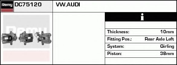 DELCO REMY DC75120 Тормозной суппорт для AUDI ALLROAD (Ауди Аллроад) DELCO REMY DC75120 Тормозной суппорт для AUDI ALLROAD (Ауди Аллроад)