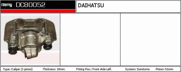 DELCO REMY DC80052 Тормозной суппорт для DAIHATSU CUORE II (Дайхатсу Cуорэ 2) DELCO REMY DC80052 Тормозной суппорт для DAIHATSU CUORE II (Дайхатсу Cуорэ 2)
