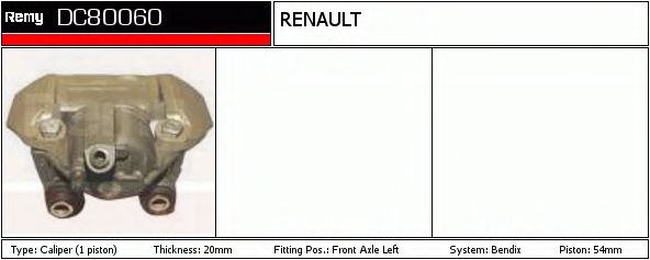 DELCO REMY DC80060 Тормозной суппорт для RENAULT ESPACE I (Рено Эспаcэ и) DELCO REMY DC80060 Тормозной суппорт для RENAULT ESPACE I (Рено Эспаcэ и)
