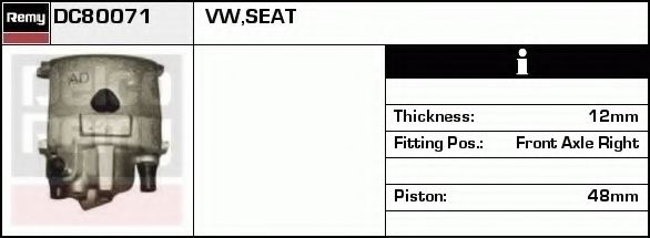 DELCO REMY DC80071 Тормозной суппорт для SEAT TOLEDO (Сеат Толэдо) DELCO REMY DC80071 Тормозной суппорт для SEAT TOLEDO (Сеат Толэдо)