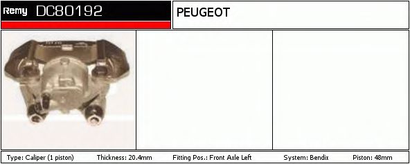 DELCO REMY DC80192 Тормозной суппорт для PEUGEOT 106 (Пежо 106) DELCO REMY DC80192 Тормозной суппорт для PEUGEOT 106 (Пежо 106)