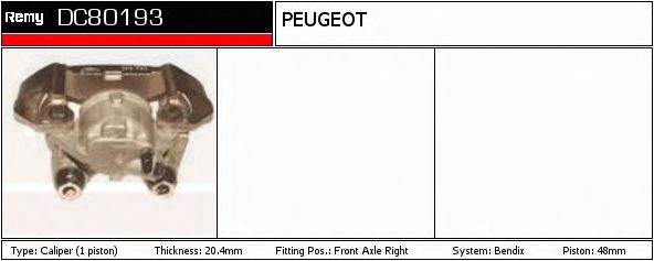 DELCO REMY DC80193 Тормозной суппорт для PEUGEOT 106 (Пежо 106) DELCO REMY DC80193 Тормозной суппорт для PEUGEOT 106 (Пежо 106)